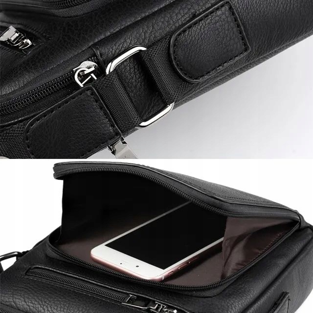 SASZETKA MĘSKA SKÓRZANA TORBA NA RAMIĘ DO RĘKI BRĄZ Z KIESZENIĄ