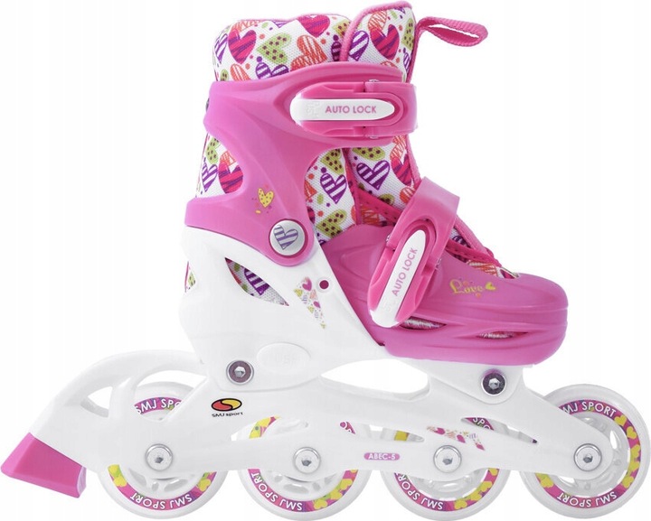 2W1 WROTKO-ROLKI WROTKI ŁYŻWOROLKI REGULOWANE COMBO HEARTS r 26-29