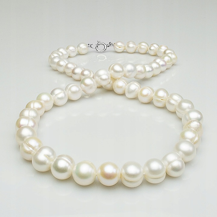 SREBRNY NASZYJNIK Z BIAŁYCH PEREŁ