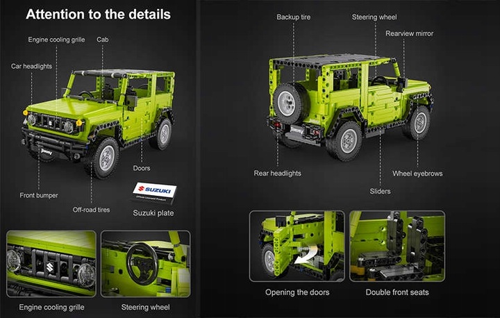 KLOCKI CADA SUZUKI JIMNY RC AUTO ZDALNIE STEROWANE 579EL DUAL MODE + LED