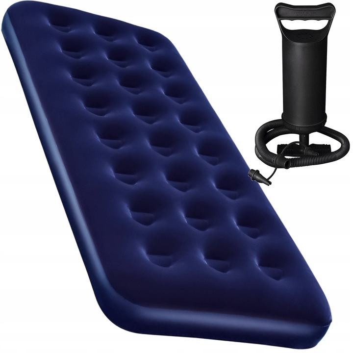 MATERAC JEDNOOSOBOWY DMUCHANY DO SPANIA WELUROWY ŁÓŻKO Z POMPKA 1