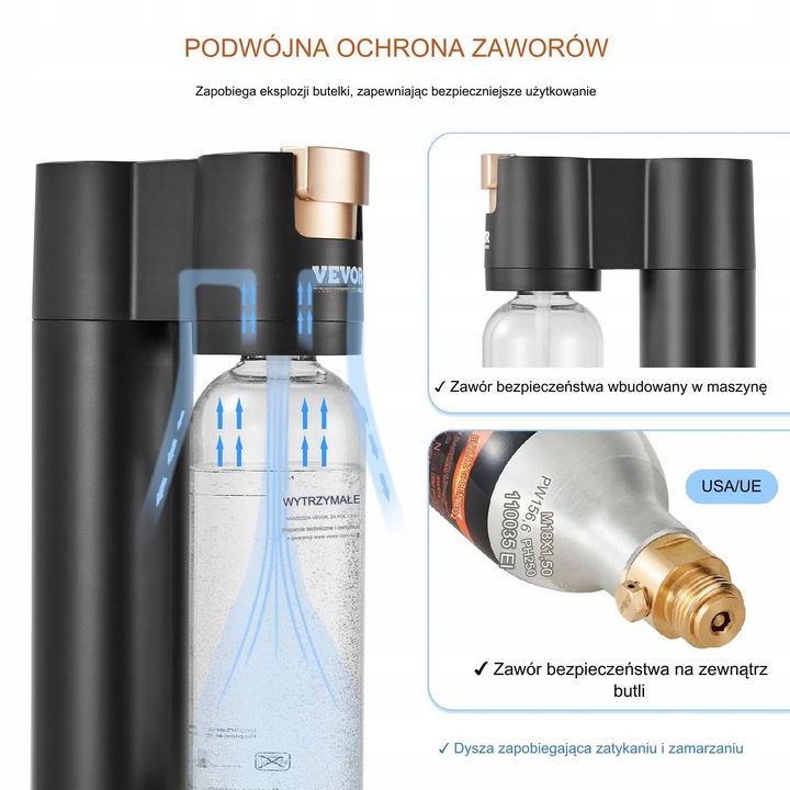 Ekspres do wody musującej Maszyna do napojów gazowanych 1L Butelka 2 butle