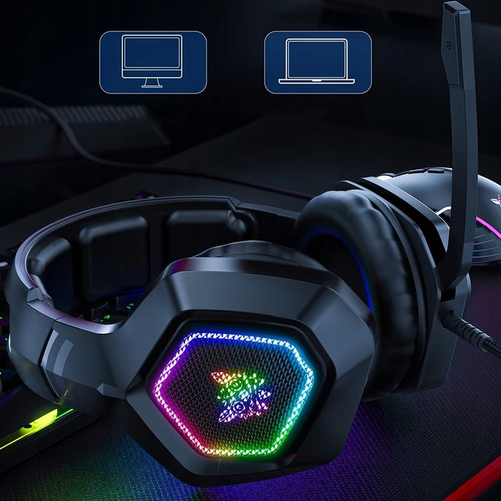 ONIKUMA K10 SŁUCHAWKI GAMINGOWE NAUSZNE PRZEWODOWE Z MIKROFONEM DO PC RGB