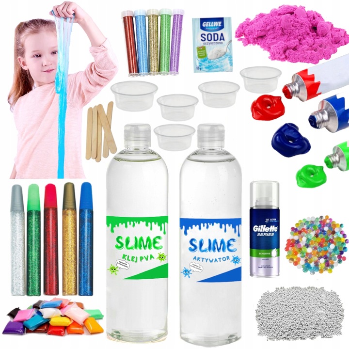 ZESTAW SLIME XXL 13w1 KLEJ PVA DO ROBIENIA GLUTÓW NA PREZENT