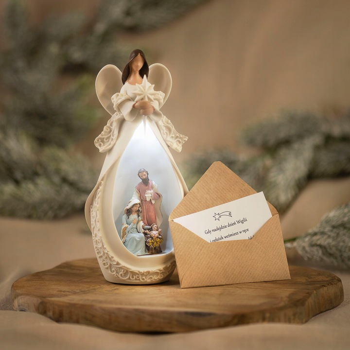 Anioł aniołek SZOPKA bożonarodzeniowa LED ŚWIĘTA Rodzina prezent Upominek