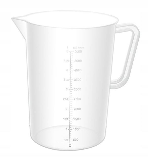 Pojemnik z miarką, dzbanek plastikowy 5l (5000ml) z uchwytem | podziałka