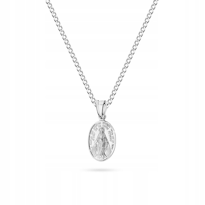 SREBRNY ŁAŃCUSZEK pr. 925 CUDOWNY MEDALIK + GRAWER