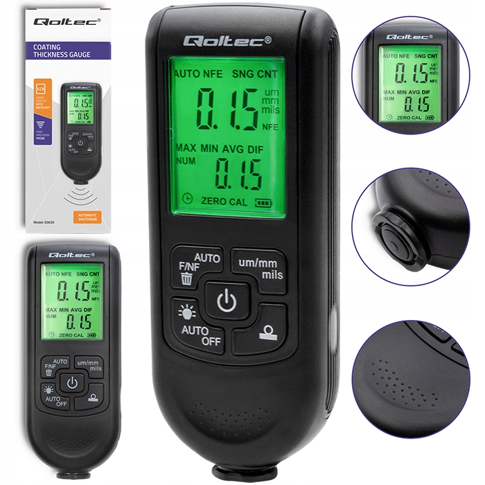 Dokładny Miernik grubości lakieru Tester Sonda z wyświetlaczem LCD 0~2000um