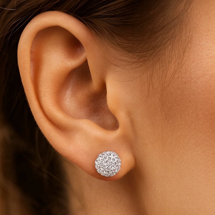 KOLCZYKI SREBRNE 925 CYRKONIE KULKI SZTYFTY NA PREZENT SWAROVSKI SREBRO 925