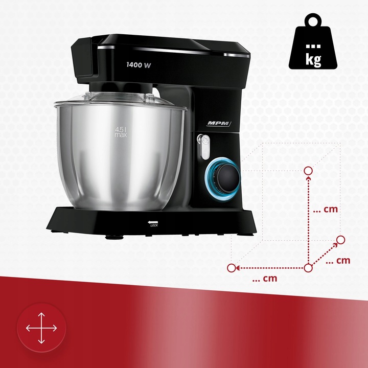 Robot planetarny kuchenny 3w1 mocny 3000W czarny MPM MRK-24