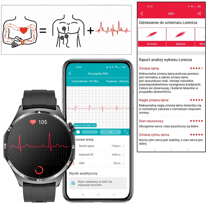 ZEGAREK MĘSKI SMARTWATCH AMOLED 466x466 EKG GLUKOZA CIŚNIENIE TEMPERATURA