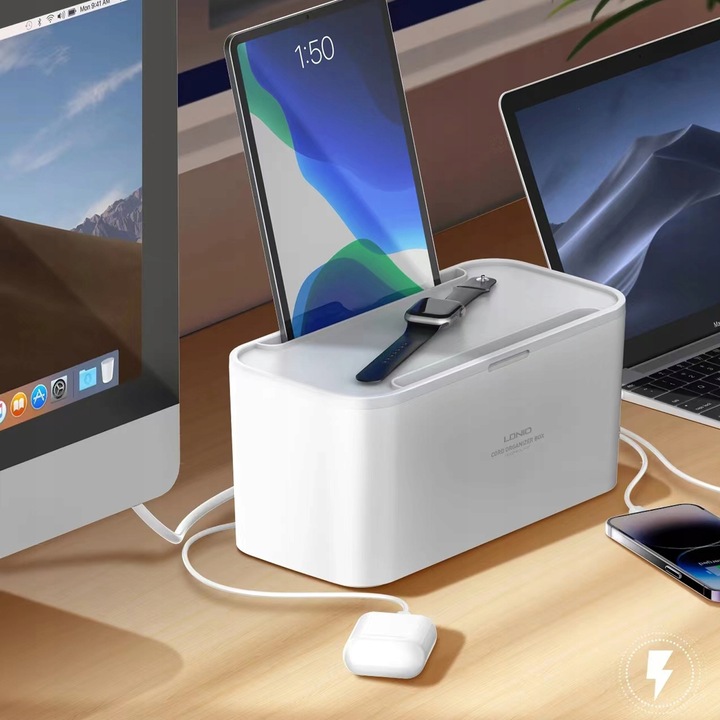 Ładowarka Listwa Zasilacz Organizer Kabli USB QI