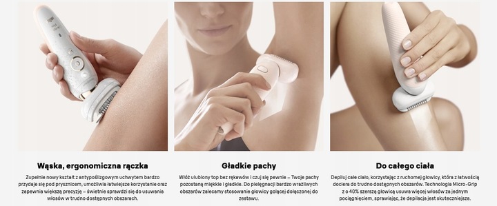 DEPILATOR BRAUN SILK-epil 9 FLEX RUCHOMA GŁOWICA 3D + 3 NASADKI + ETUI