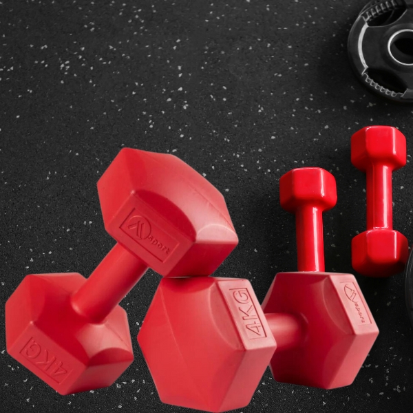 HANTLE BITUMICZNE 2x4KG HANTELKI HEXAGONALNE CIĘŻARKI DO ĆWICZEŃ FITNESS