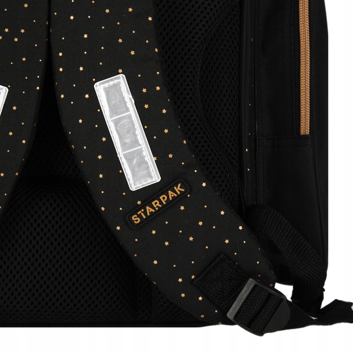 TORNISTER SZKOLNY PLECAK DLA DZIEWCZYNKI KOTEK CZARNY ZŁOTY WOREK PIÓRNIK