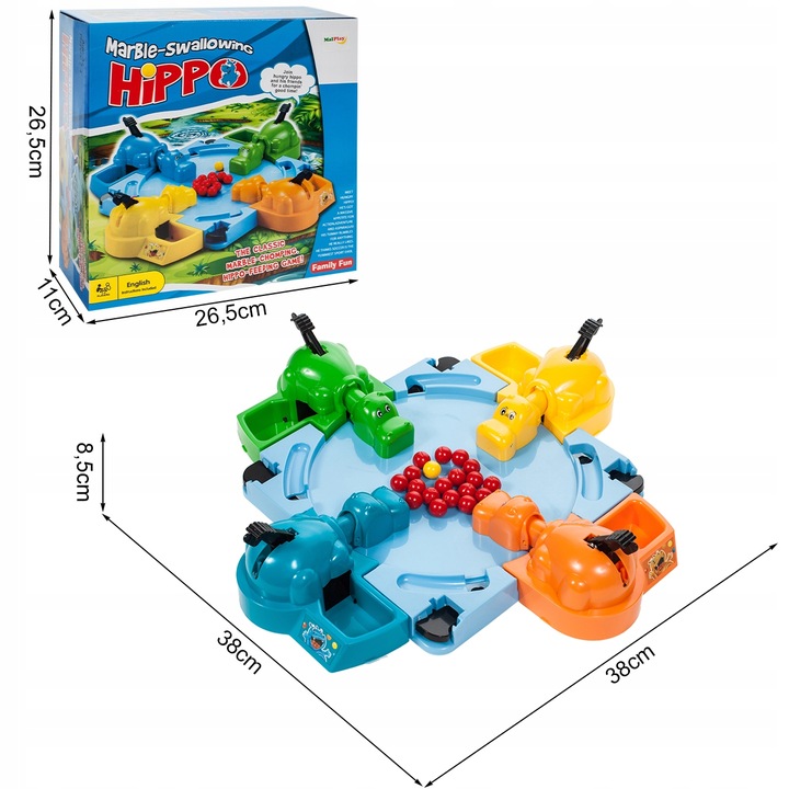 GRA ZRĘCZNOŚCIOWA DLA 4 OSÓB GŁODNE HIPCIE HIPOPOTAM DLA DZIECI RODZINNA