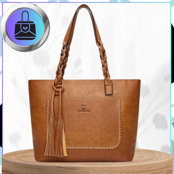 Damska Torebka A4 SHOPPER duża pojemna klasyczna skórzana brązowa eko skóra