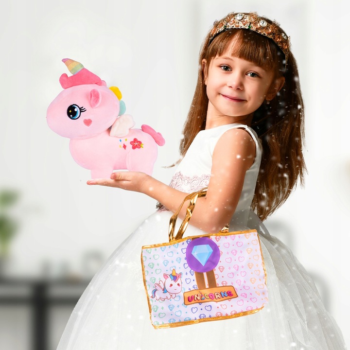 PLUSZOWY JEDNOROŻEC Z TOREBKĄ PLUSZOWA MASKOTKA PRZYTULANKA PLUSZAK UNICORN