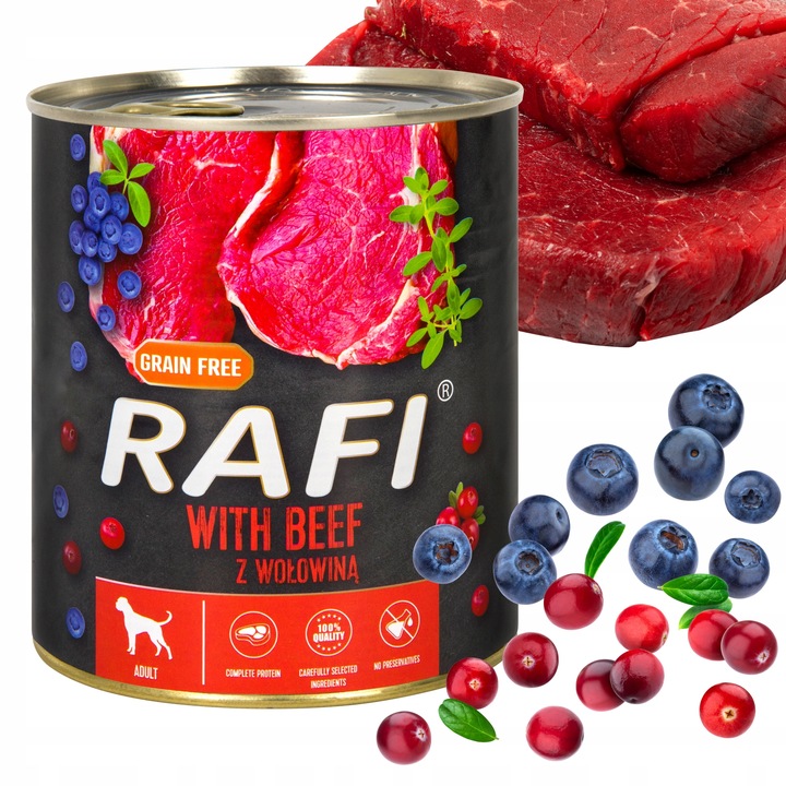 Karma mokra dla psa Dolina Noteci RAFI PREMIUM MIX smaków 24x800g