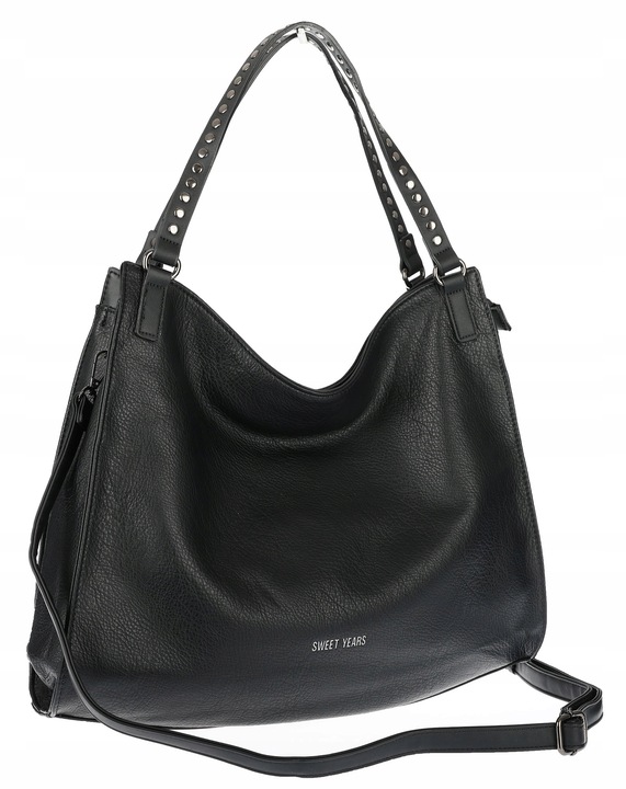 Torebka Damska Shopper worek modna duża lekka torba A4 na Ramię 6867 Czarna