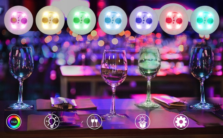 Podstawka Naklejka LED pod Butelkę Szklankę Kubek Zestaw 10 szt.