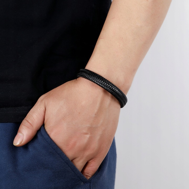 GRUBA Bransoletka Męska SKÓRZANA Skóra Naturalna Rzemień Dla Mężczyzny