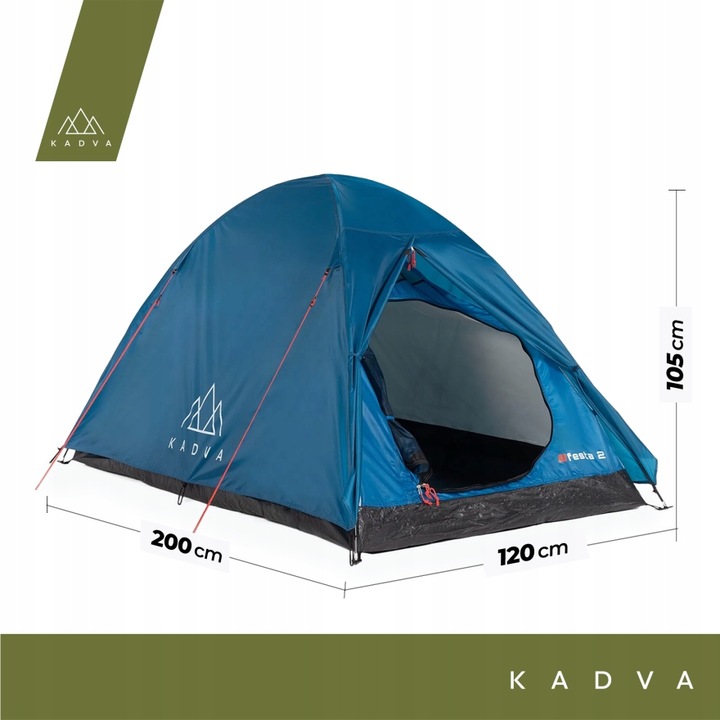 Namiot kempingowy 2-osobowy KADVA Festa 2 niebieski OS KOPUŁOWA KONSTRUKCJA