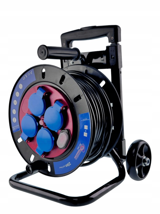 POLSKI PRZEDŁUŻACZ BĘBNOWY BUDOWLANY 3X2,5MM 25M NA WÓZKU STOJAK IP44