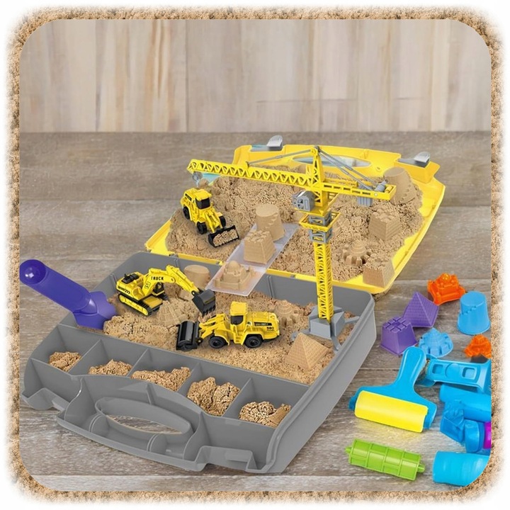 PIASEK KINETYCZNY POJAZDY BUDOWLANE DUŻY ZESTAW XXL DLA DZIECI PIASKOWNICA