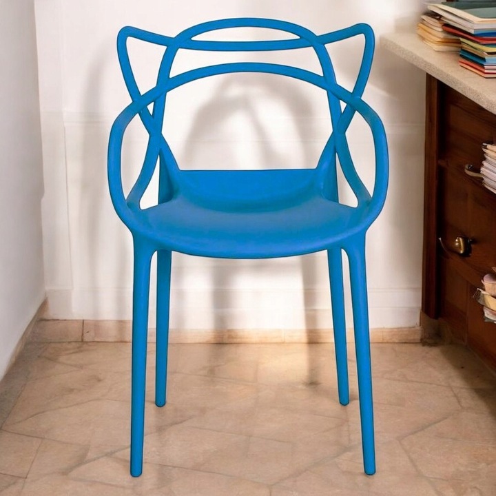 Krzesło Ogrodowe Tarasowe Duże Wygodne Mocne Niebieskie Na Działkę Balkon