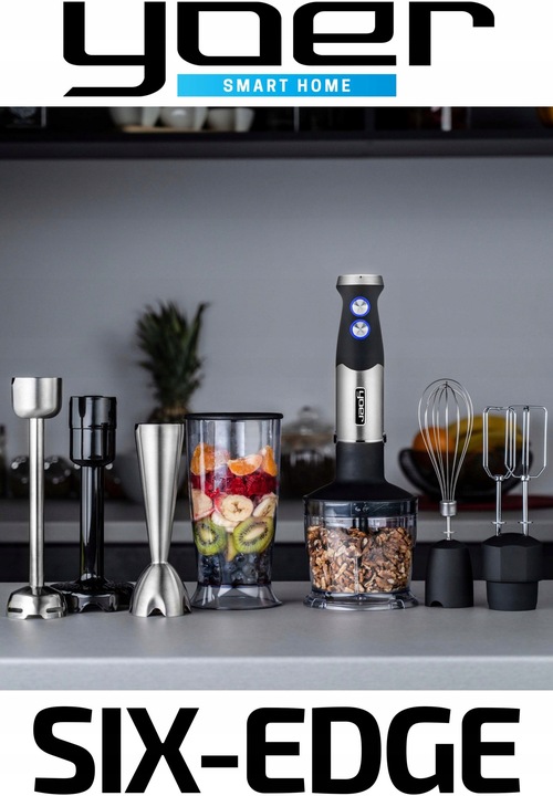 8w1 Blender ręczny Wielofunkcyjny Yoer +Tytanowe ostrza 1500W +14 ELEMENTÓW