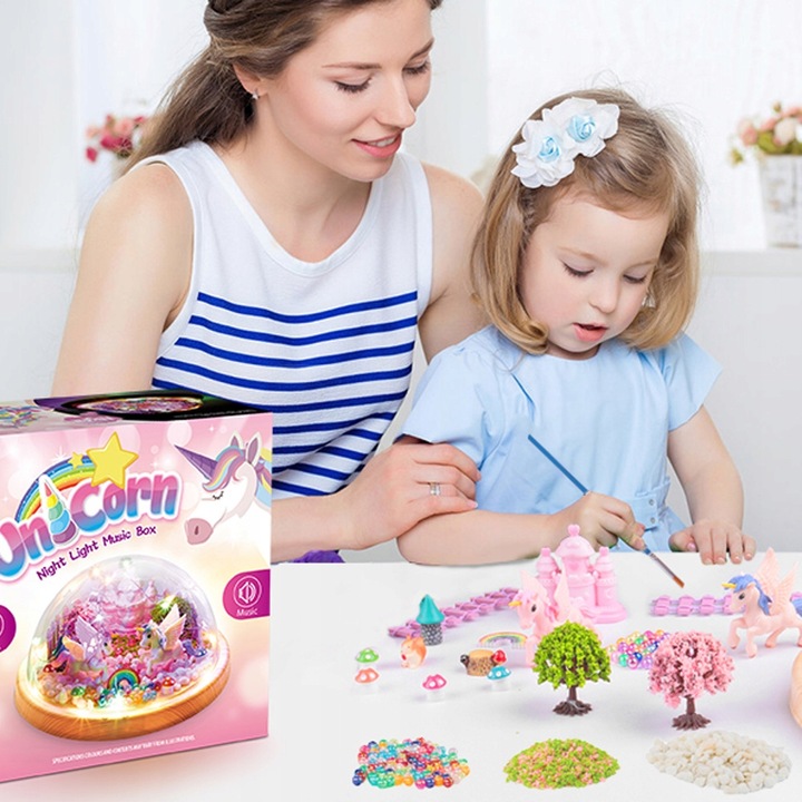 ZESTAW LAMPKA NOCNA Z POZYTYWKĄ DO TWORZENIA JEDNOROŻCÓW DLA DZIEWCZYNEK