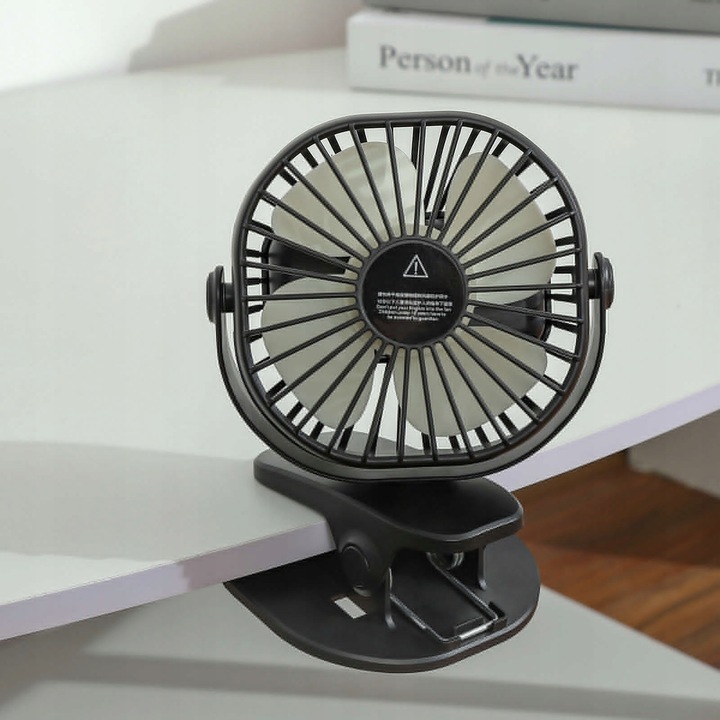 MINI WENTYLATOR NA KLIPS STOŁOWY CICHY USB REGULACJA 360° Z AKUMULATOREM