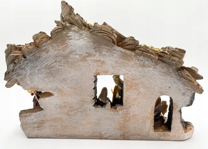 SZOPKA BOŻONARODZENIOWA KAMIENNA 28 CM Z OŚWIETLENIEM I FIGURAMI STAJENKA