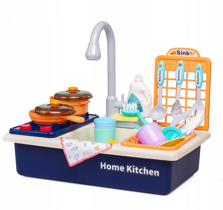 ZLEW ZLEWOZMYWAK kuchenka kuchnia dla dzieci palniki kran z wodą GARNKI