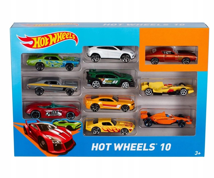 Zestaw aut Hot Wheels małych samochodzików pojazdów samochodów 10-pak metal