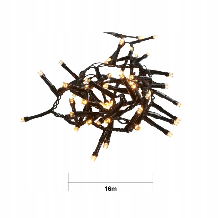 Lampki choinkowe LED bardzo gęste 800 diod 16m Białe Ciepłe 1900k