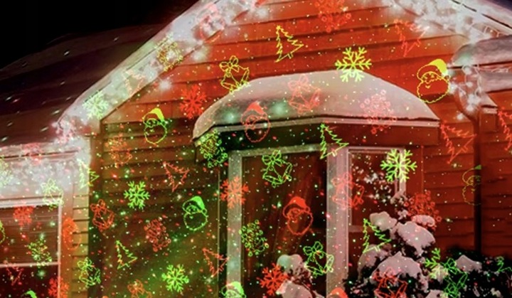 PROJEKTOR ŚWIĄTECZNY LASEROWY EFEKTY RUCHOMY NA DOM PŁATKI ŚNIEGU LED MOC