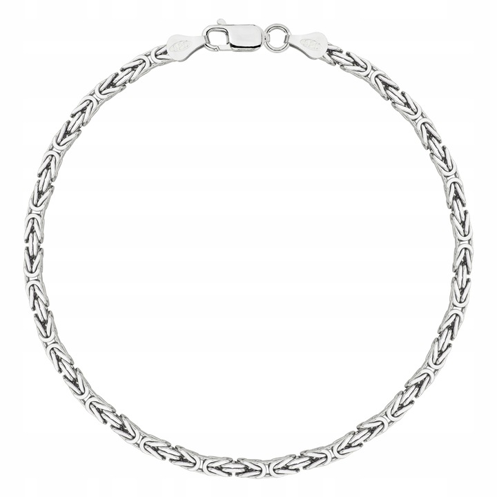 SREBRNA PEŁNA BRANSOLETKA MĘSKA SPLOT KRÓLEWSKI PR. 925 + GRAWER GRATIS