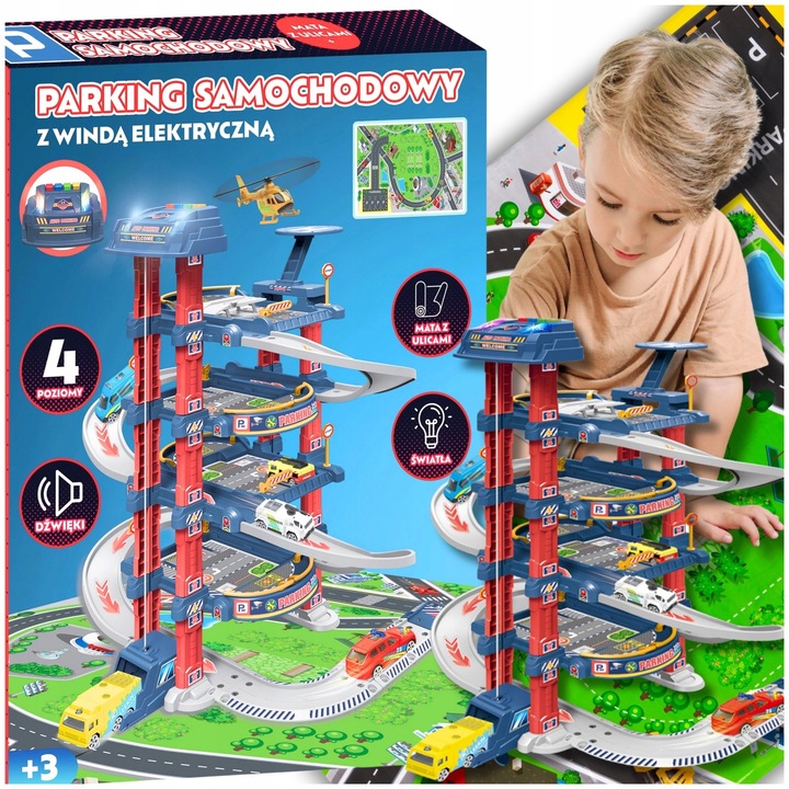 PARKING GARAŻ TOR SAMOCHODOWY Z WINDĄ DUŻY ZESTAW DLA DZIECI + AUTA
