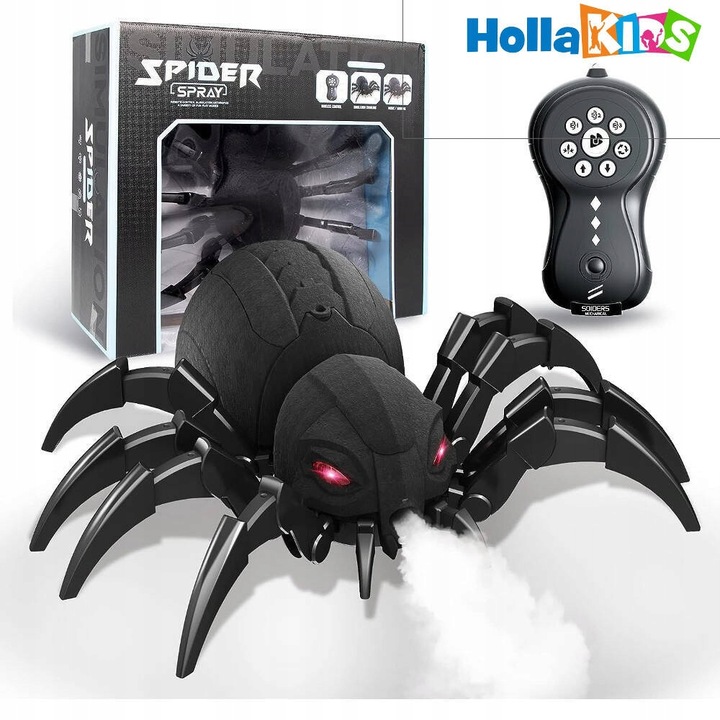 OGROMNY PAJĄK ZDALNIE STEROWANY ROZPYLA MGŁĘ ZIEJE PARĄ OCZY LED PILOT R/C