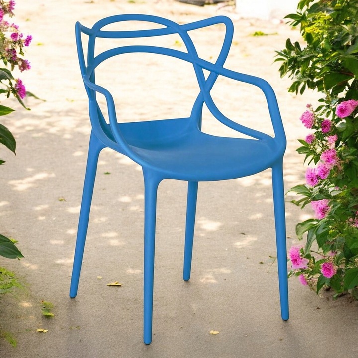 Krzesło Ogrodowe Tarasowe Duże Wygodne Mocne Niebieskie Na Działkę Balkon