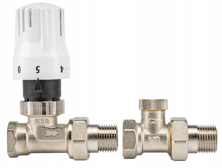 ZESTAW TERMOSTATYCZNY PROSTY ZAWORY FI 1/2" GŁOWICA TERMOSTATYCZNA KOMPLET