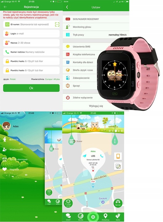 SMARTWATCH ZEGAREK DLA DZIECI SIM GPS LED KAM LOKALIZATOR ROMOWY