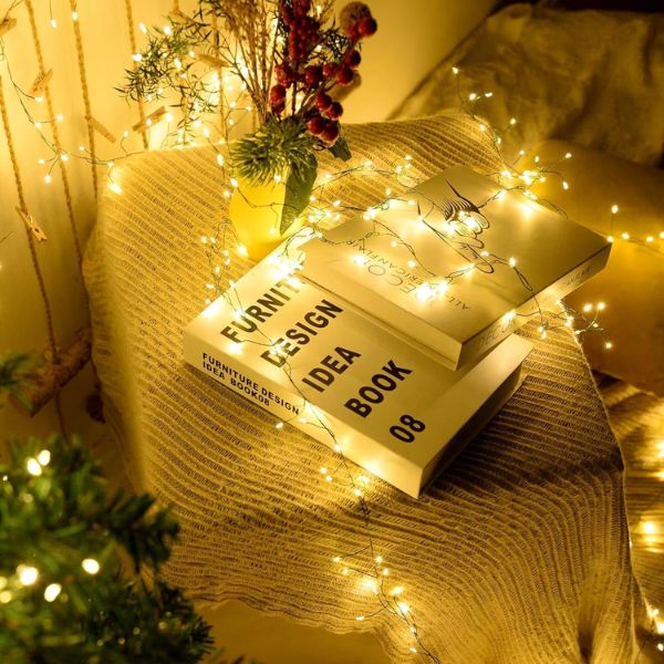 Lampki świąteczne drucik 3000 Led 100m IP44 Biały ciepły + pilot