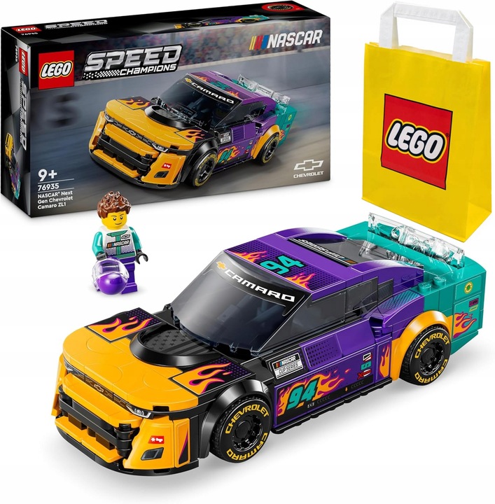 LEGO SPEED Champions 76935 NASCAR Next Gen Chevrolet Camaro ZL1 torba