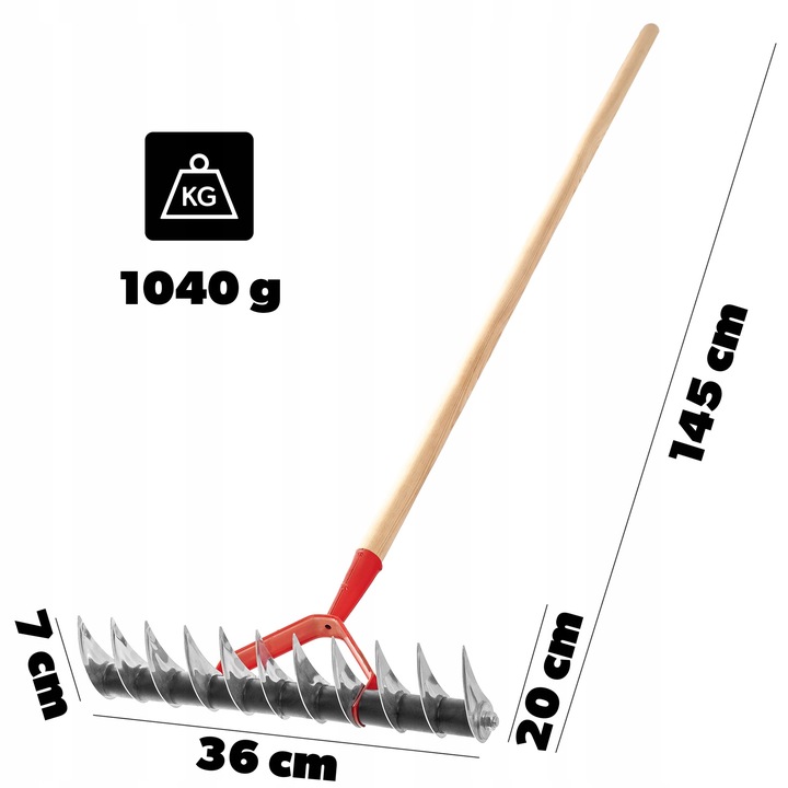 AERATOR RĘCZNY WERTYKULATOR DO TRAWY TRAWNIKA JEDNOSTRONNY TRZONEK AREATOR
