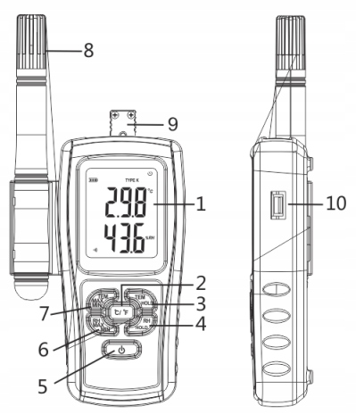 HIGROMETR WILGOTNOŚCIOMIERZ MIERNIK WILGOTNOŚCI I TEMPERATURY POWIETRZA LCD