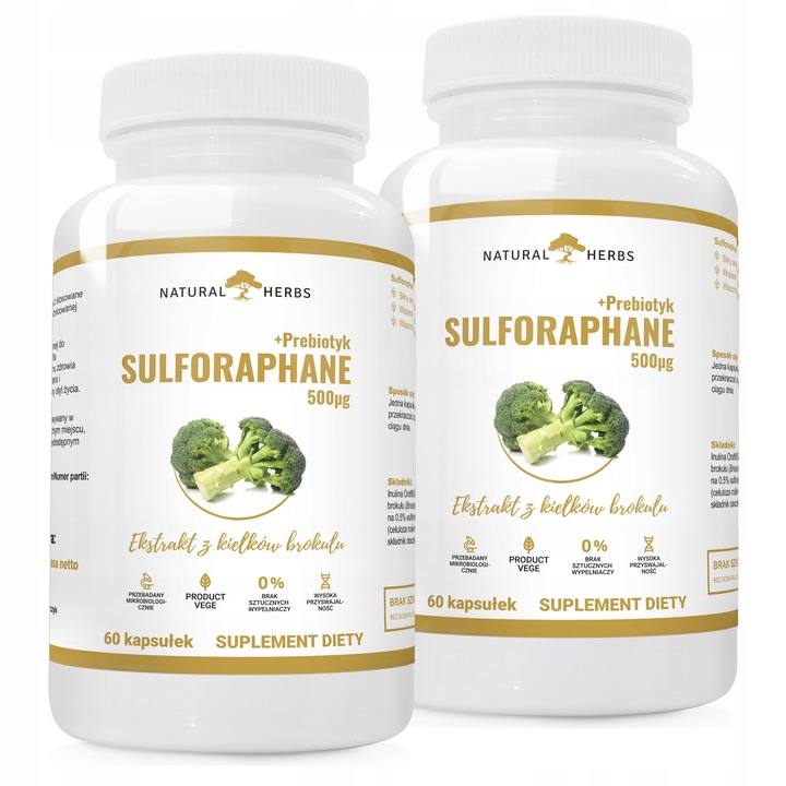 Sulforafan 500µg Ekstrakt z kiełków Brokułu 2x60k