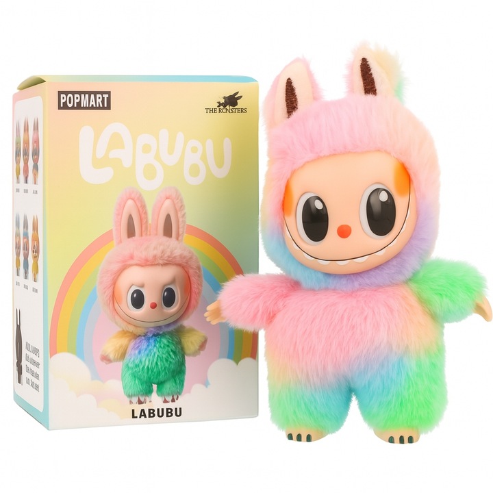 LABUBU TĘCZOWE MASKOTKA LALKA BRELOK FIGURKA PLUSZAK NIESPODZIANKA